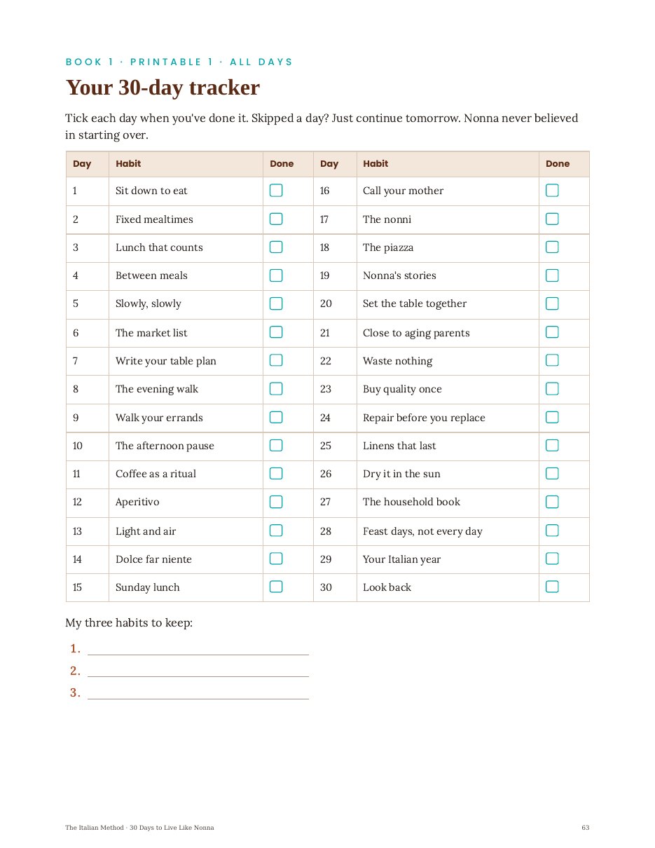 The 30-day tracker printable